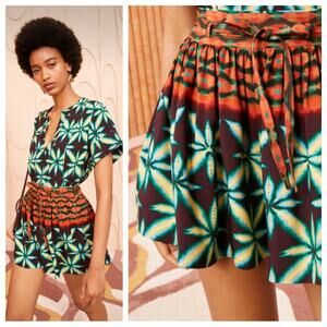 NWT Ulla Johnson Clementine Shorts Olivinite Tie High Waist Bohemian Floral 6